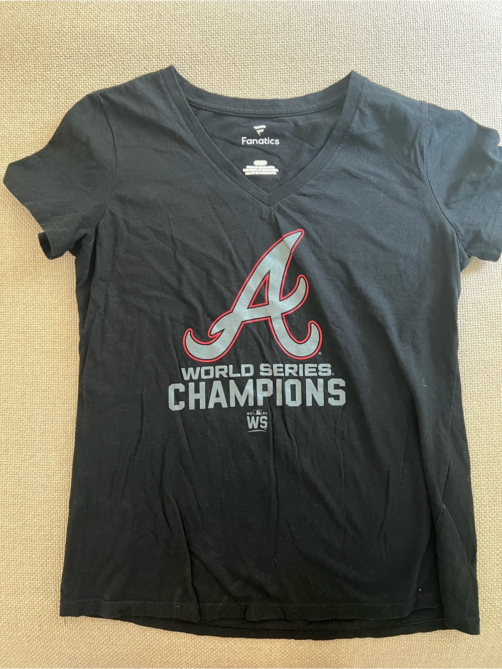 Fanatics Black Atlanta Braves World Series Champions V-Neck Tee
